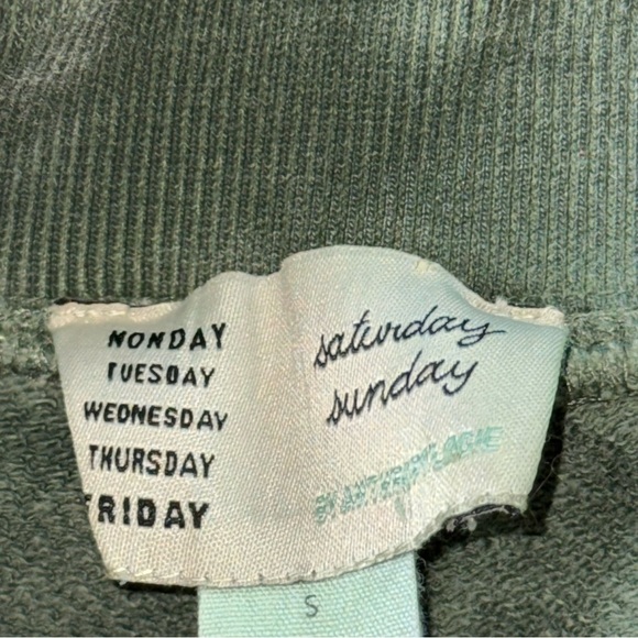 Anthropologie Saturday Sunday Green Ombre Cropped Wide Leg Sweat pant S - Picture 7 of 13